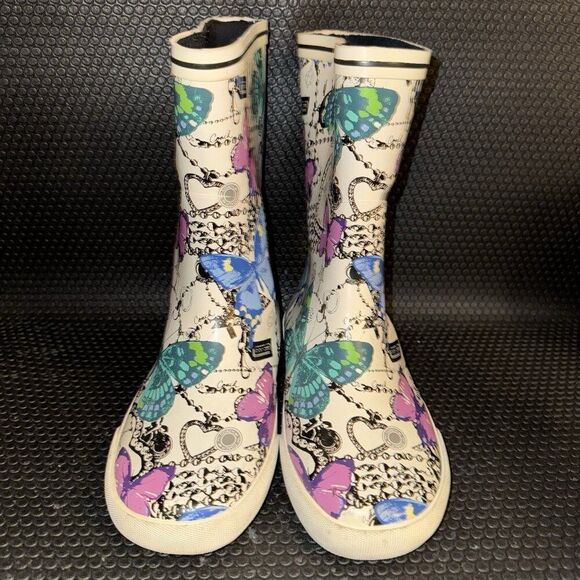 Coach Retired Ursula Butterfly Y2K Rubber Rainboots Shoes Boots Womens Size 7B - Picture 2 of 8